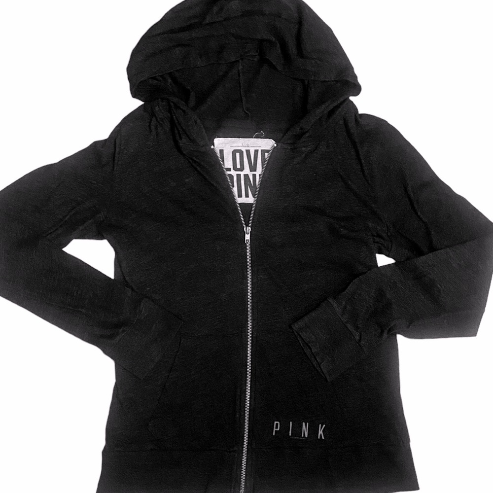 PINK Mesh Full Zip Hoodie Size:Large Color:Gray